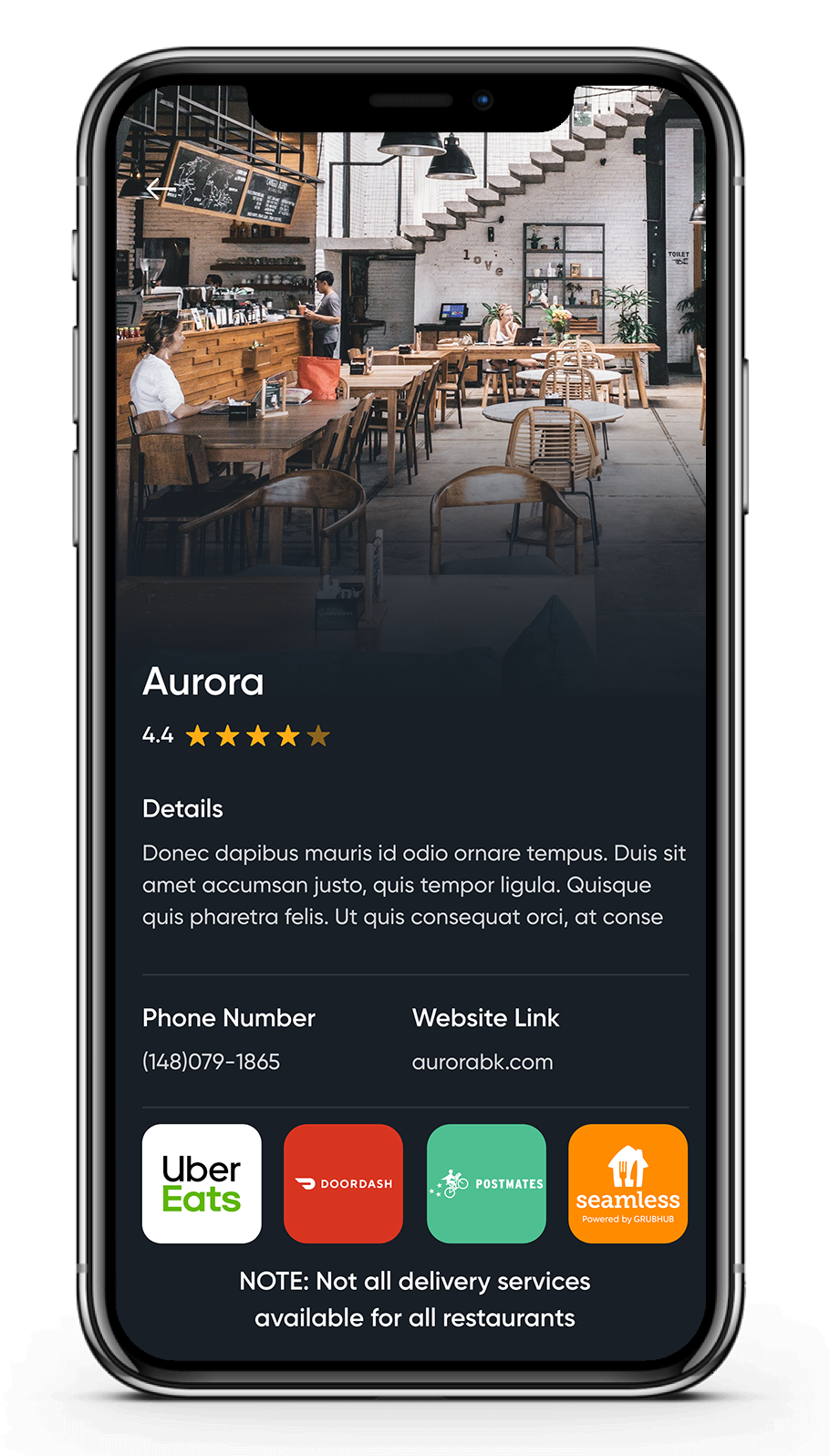 Restaurant choice with available delivery services